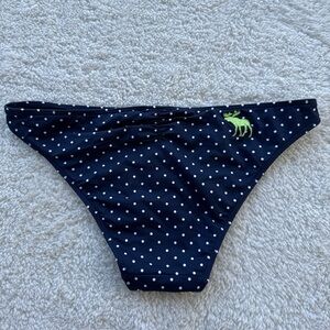 Abercrombie & Fitch Navy Polka Dot Bikini Bottom with Lime Green Moose